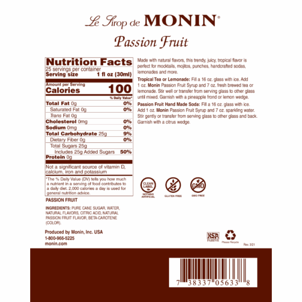 Monin - Passion Fruit Syrup 750ml - Image 2