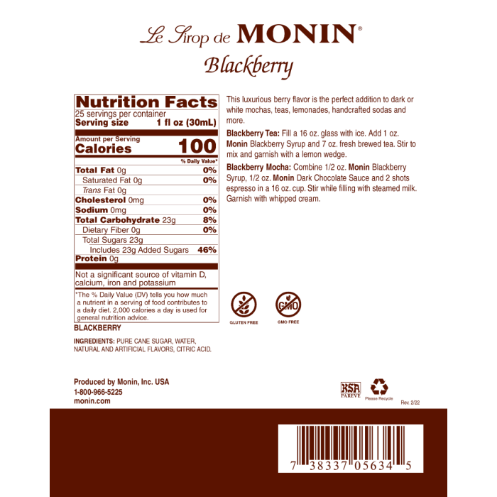 Monin - Blackberry Syrup 750ml - Image 2
